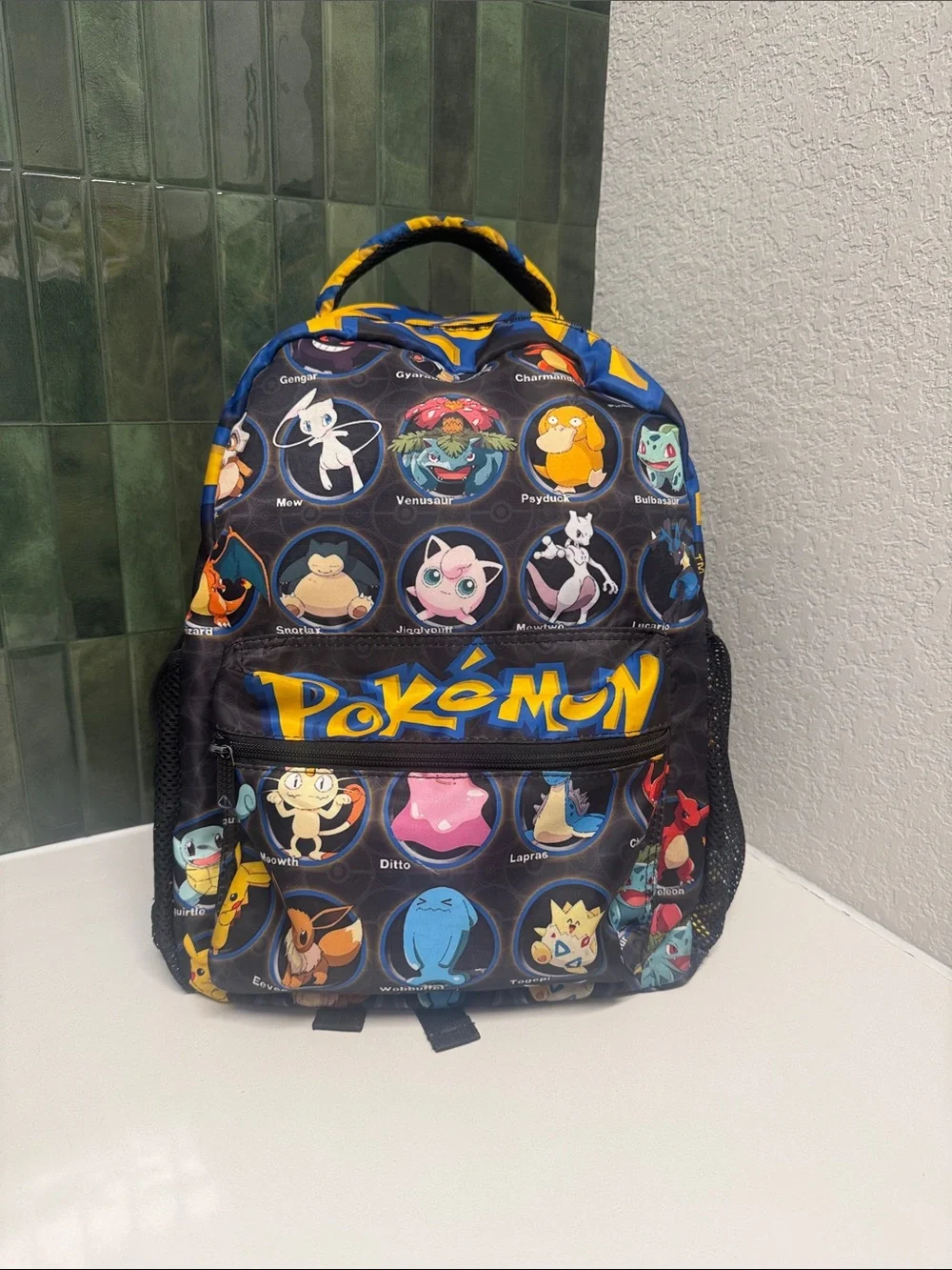 Pokemon Kids Backpack - Blue, Yellow, Black with Character Print